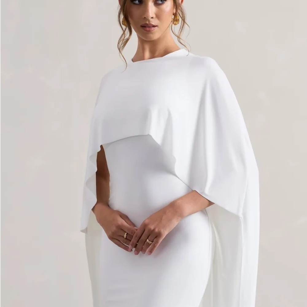 Club L London White Cape Dress - Picture 4 of 5